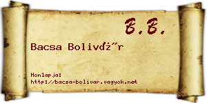 Bacsa Bolivár névjegykártya